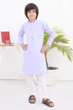 Elegant Thistle Blue Cotton Kurta with Intricate Embellishments For Boys