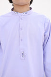 Elegant Thistle Blue Cotton Kurta with Intricate Embellishments For Boys