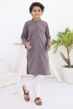 Elegant Grey Cotton Kurta with Intricate Embellishments For Boys