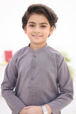 Elegant Grey Cotton Kurta with Intricate Embellishments For Boys