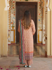 Ivory Beige Ethnic Printed 2-Piece Suit For Women