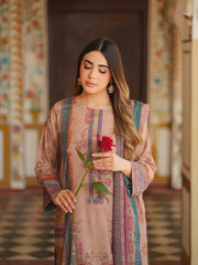 Ivory Beige Ethnic Printed 2-Piece Suit For Women