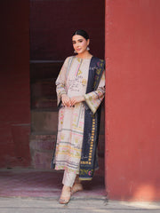 Off-White 2-Piece Printed Suit with Maroon Design For Women