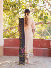 Off-White 2-Piece Printed Suit with Maroon Design For Women