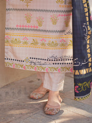 Off-White 2-Piece Printed Suit with Maroon Design For Women