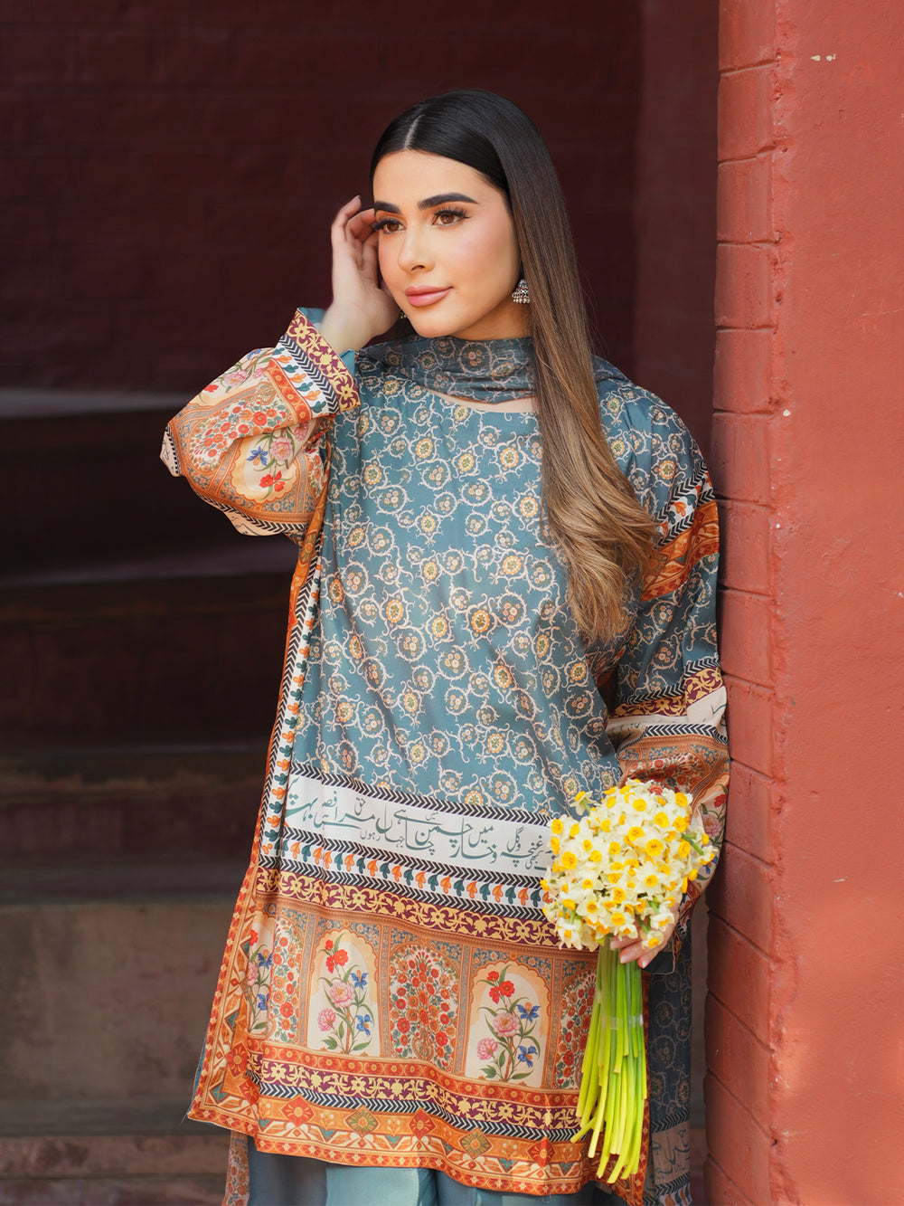 Elegant 3-Piece Printed Suit with Dupatta For Women