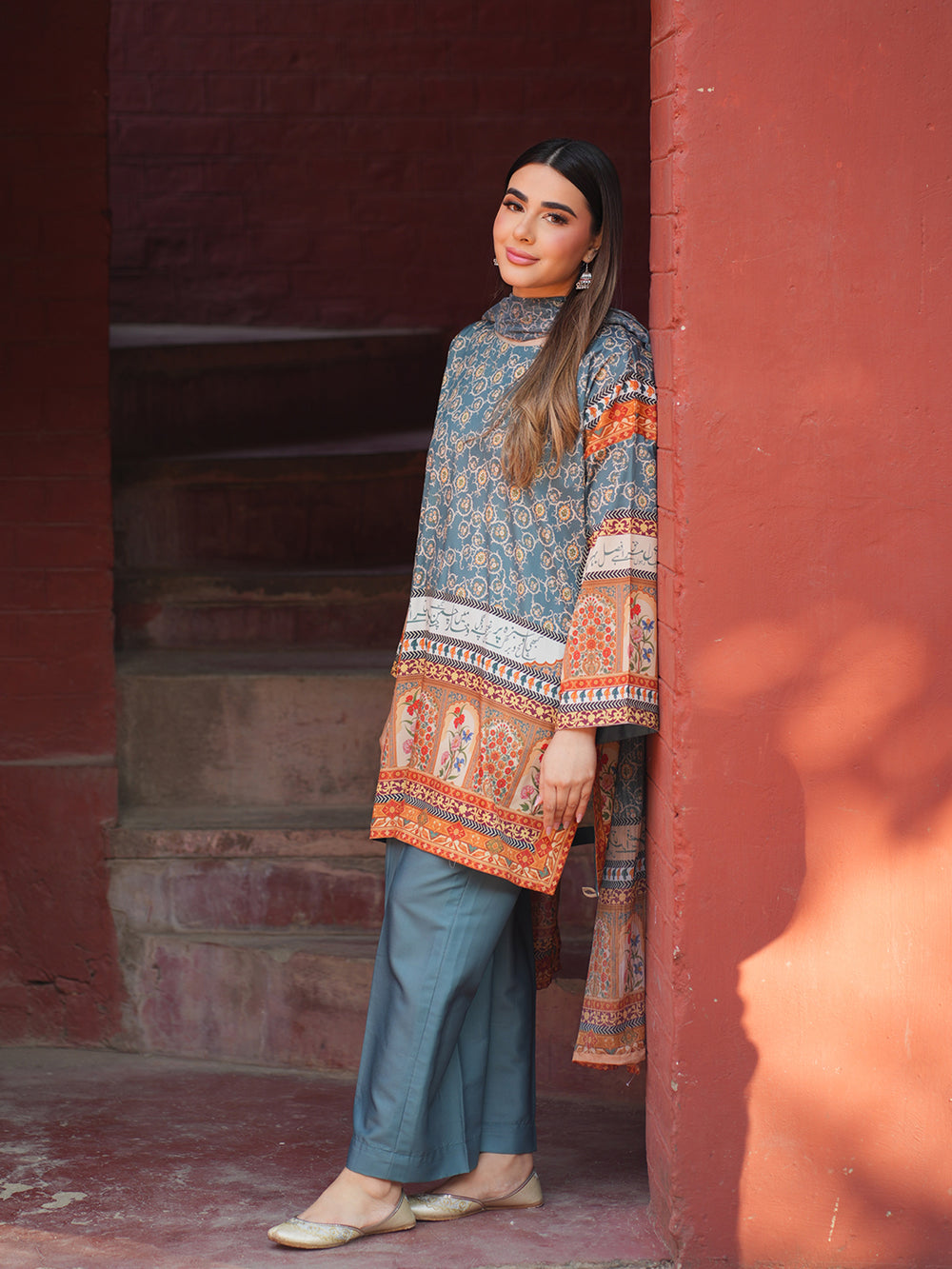 Elegant 3-Piece Printed Suit with Dupatta For Women