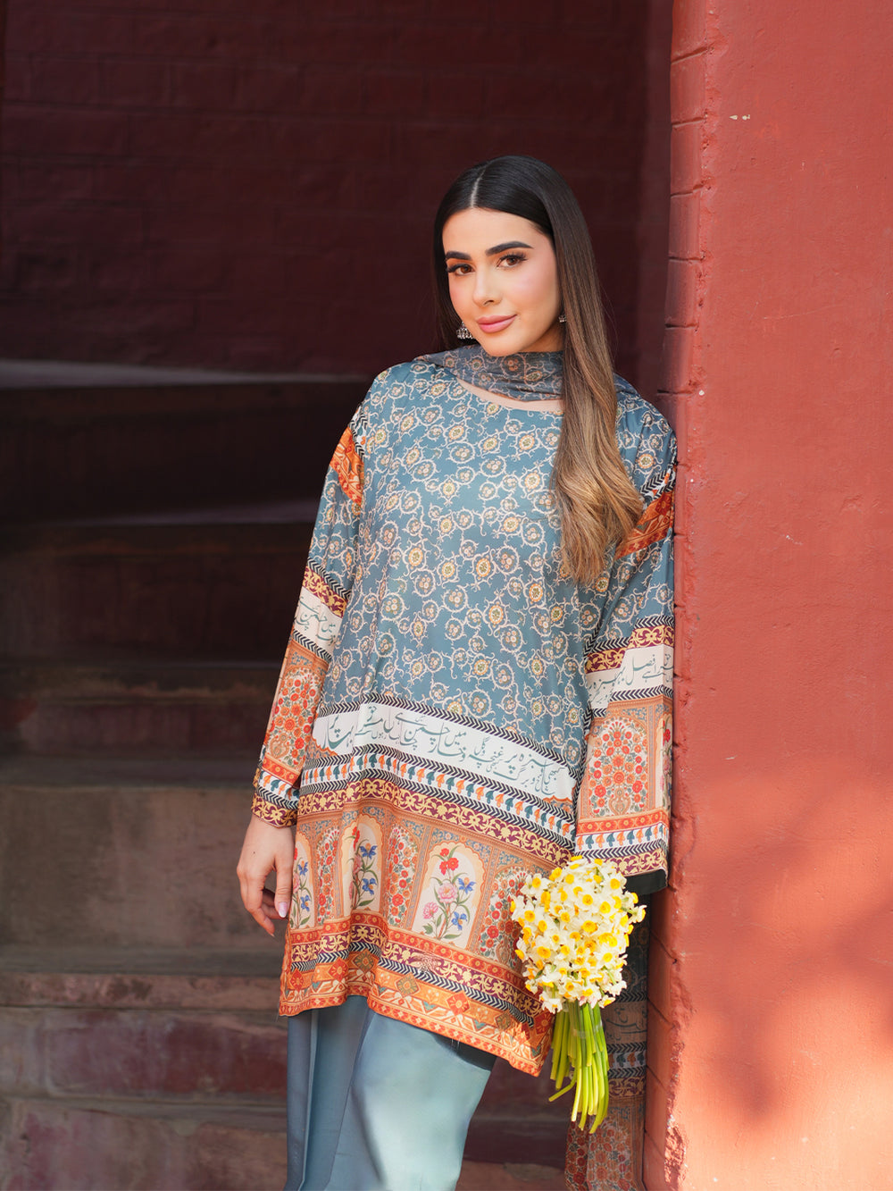 Elegant 3-Piece Printed Suit with Dupatta For Women