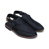 Black & Brown Heritage Leather Peshawari Chappal For Men