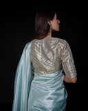 Selene Ice Blue Tissue Silk Saree Set For Women