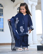 Embroidered Lawn 3-Piece Suit with Chiffon Dupatta For Girls
