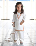 Luxury Embroidered Lawn Suit with Organza Dupatta For Girls