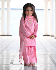 Premium Embroidered Lawn Suit with Block Printed Dupatta For Girls