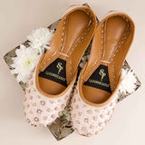 Blush Pink Pearl & Floral Embellished Khussa For Women