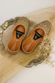 Zarmin Taupe Hand-Embellished Khussa For Women