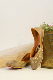Zarmin Taupe Hand-Embellished Khussa For Women