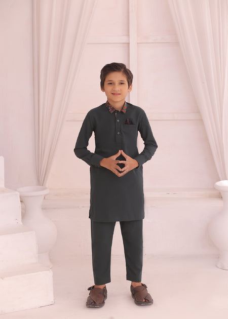 Kids Charcoal Kurta Pajama – Traditional & Comfortable For Boys