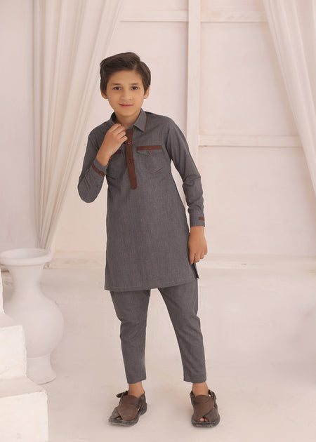 Kids Grey Kurta Pajama – Elegant & Comfortable For Boys