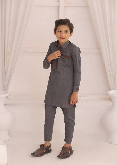 Kids Grey Kurta Pajama – Elegant & Comfortable For Boys