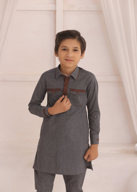 Kids Grey Kurta Pajama – Elegant & Comfortable For Boys