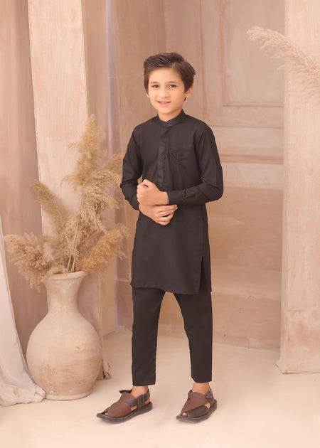 Kids Black Kurta & Pajama – Comfortable Sleepwear Set For Boys