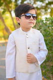 Elegant White and Gold Waistcoat Ensemble For Boys