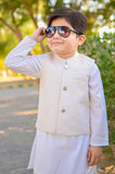 Elegant White and Gold Waistcoat Ensemble For Boys