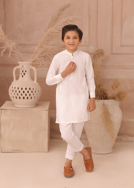 White Kids Kurta Pajama – Classic & Elegant For Boys
