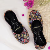 Laila – Dark Floral Khussas with Elegant Multi-Colored Design For Women