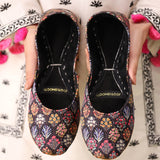 Laila – Dark Floral Khussas with Elegant Multi-Colored Design For Women