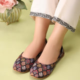Laila – Dark Floral Khussas with Elegant Multi-Colored Design For Women