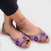 Peshawari Cut Khussa with Jute Finish For Women