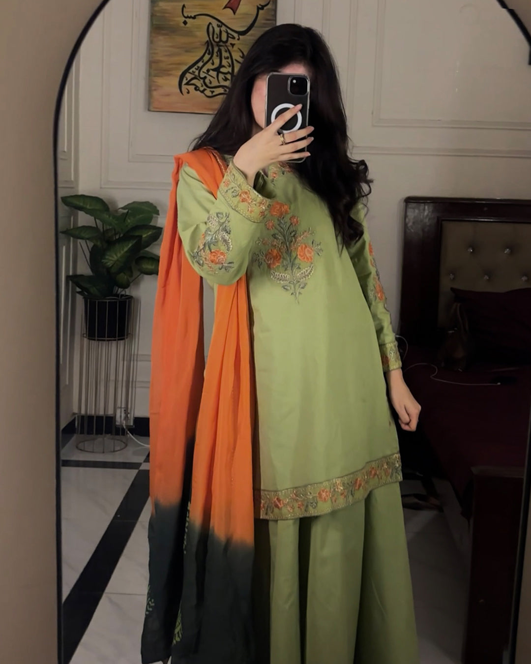 Embroidered Lawn 3-Piece Suit with Chiffon Dupatta For Women
