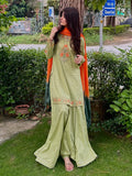 Embroidered Lawn 3-Piece Suit with Chiffon Dupatta For Women
