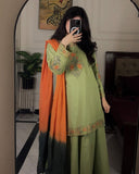 Embroidered Lawn 3-Piece Suit with Chiffon Dupatta For Women