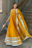 Afroz Jahan Mustard Raw Silk Maxi with Net Dupatta For Women