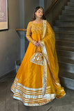 Afroz Jahan Mustard Raw Silk Maxi with Net Dupatta For Women