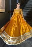 Afroz Jahan Mustard Raw Silk Maxi with Net Dupatta For Women