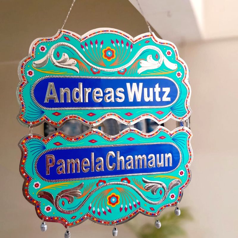 Customized Sea Green Truck Art Double Name Plate