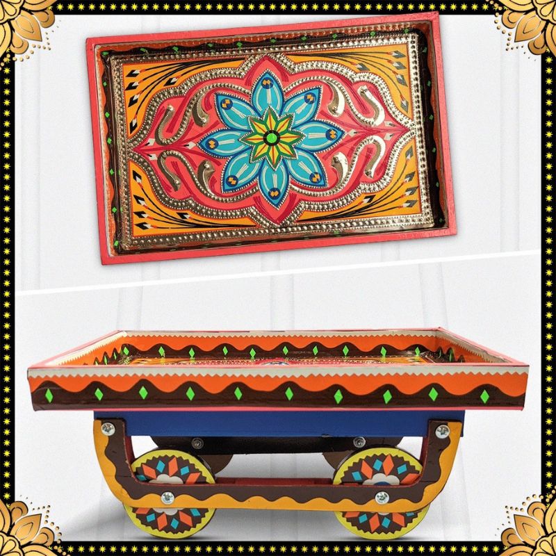 Lotus Truck Art Inspired Wooden Thaila/Cart