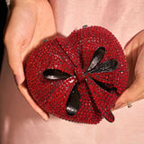 Luxury Heart Crystal Clutch – Gold & Red For Women