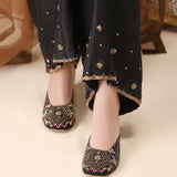 Floral Majesty Heels – Embroidered Velvet Elegance For Women
