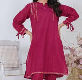 Girls 2-Piece Maroon Khaddar Suit – Traditional & Elegant  For Girls