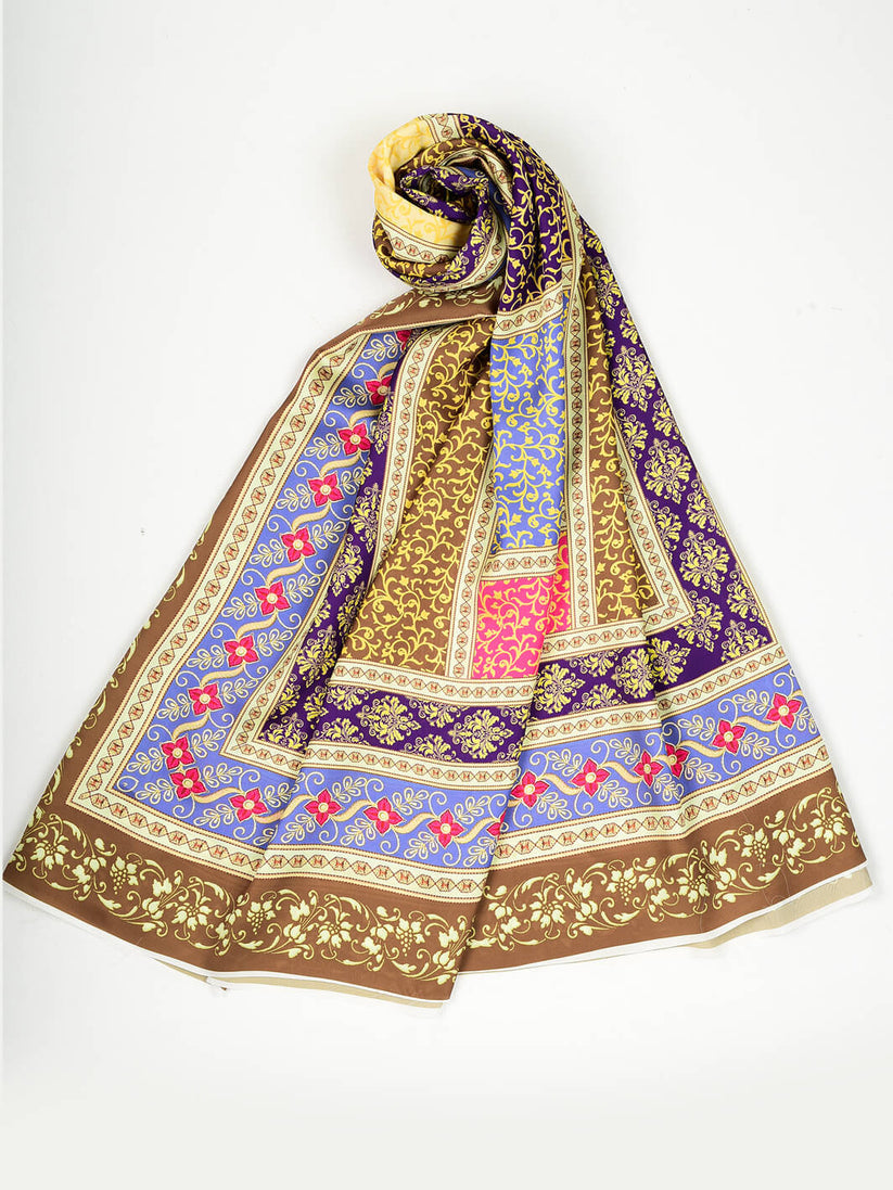Beige Color Shamos Silk Floral Printed Dupatta