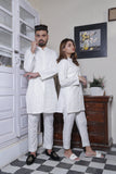 White Color Chicken Kari Kurta & Trouser For Couple