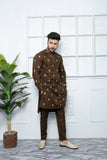Brown Color Embroidered Kurta Pajama For Men