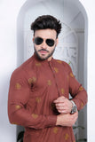 Light Brown Color Embroidered Kurta Pajama For Men