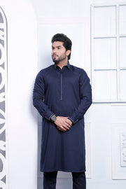 Blue Color Embroidered Kurta Pajama For Men