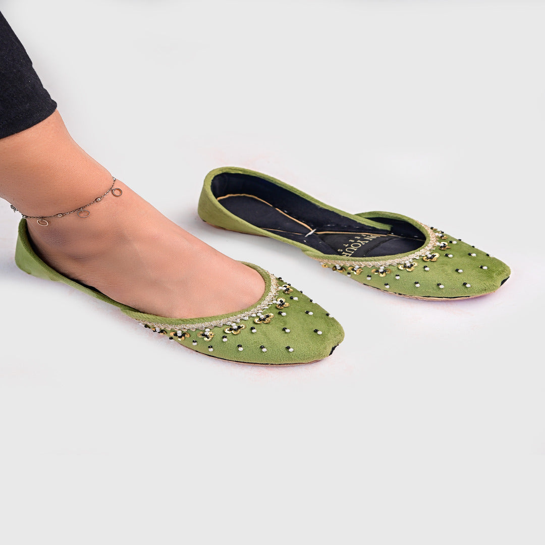 Handcrafted Velvet Embellished Khussa For Women