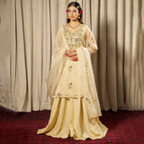 Parizah – Elegant Fawn Organza Set For Women